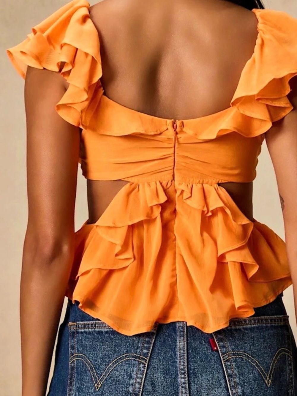 Orange Ruffle Crop Top New - Picture 2 of 2